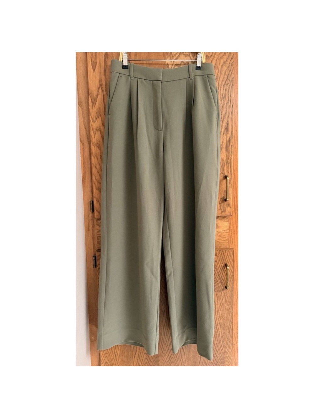 Abercrombie & Fitch Sloane Pleated Wide Leg Pants Size 30/10 Short  Sage Green - Picture 2 of 7